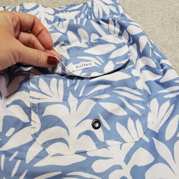 ALLFENIX Botanical Cabana Swim Trunks 5.5" Mesh Liner Powder Blue Men's Medium - Picture 5 of 13